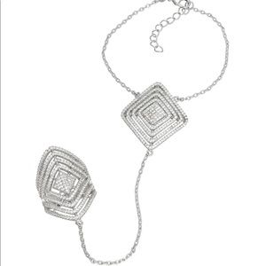 New Rhinestone Art Deco Bracelet Ring wristlet